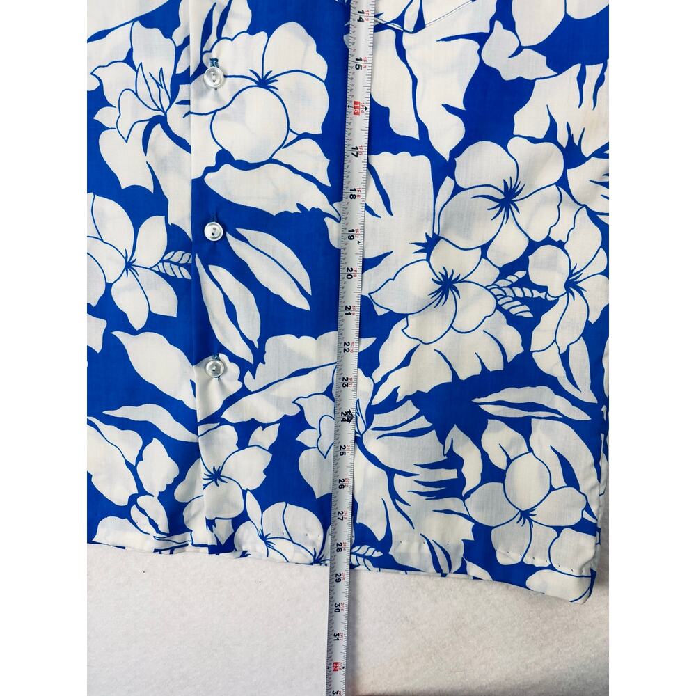 Vintage Hilo Hattie Hawaiian Shirt Mens Med Aloha Blue White Floral Made Hawaii - Picture 7 of 7